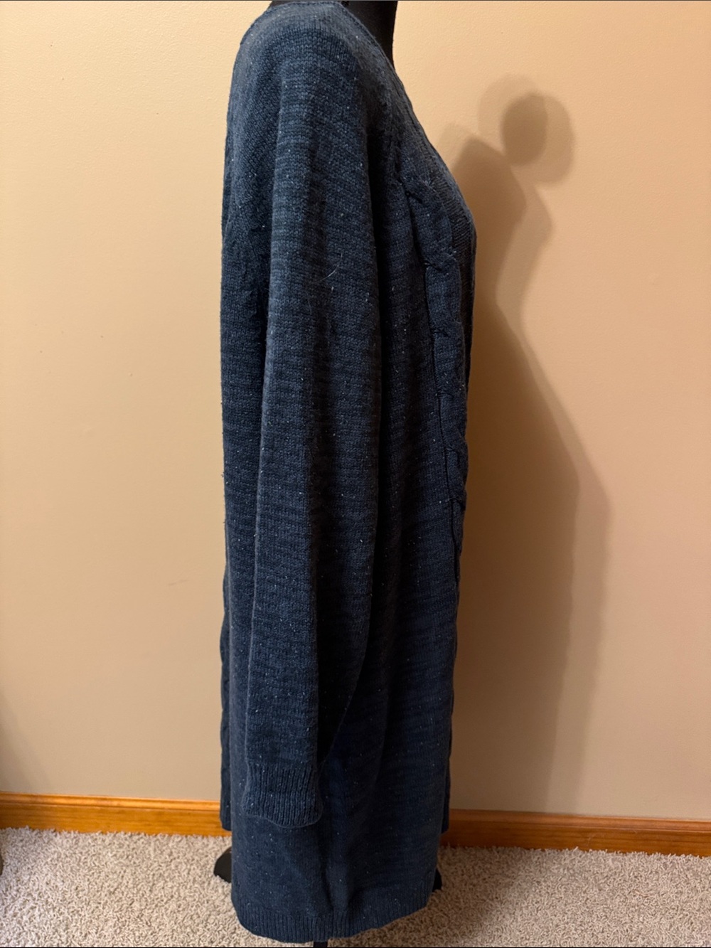J. Jill Dark Teal Cable-Knit Long Sleeve Midi Dress - Picture 3 of 8